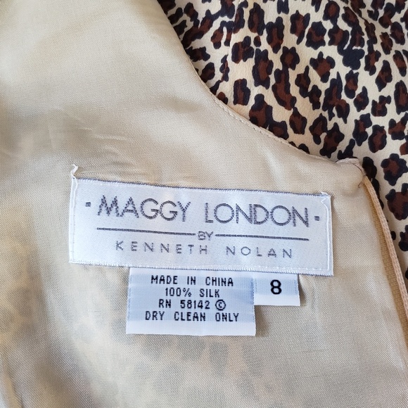 Silk Leapard Print Dress teardrop back - Picture 4 of 8